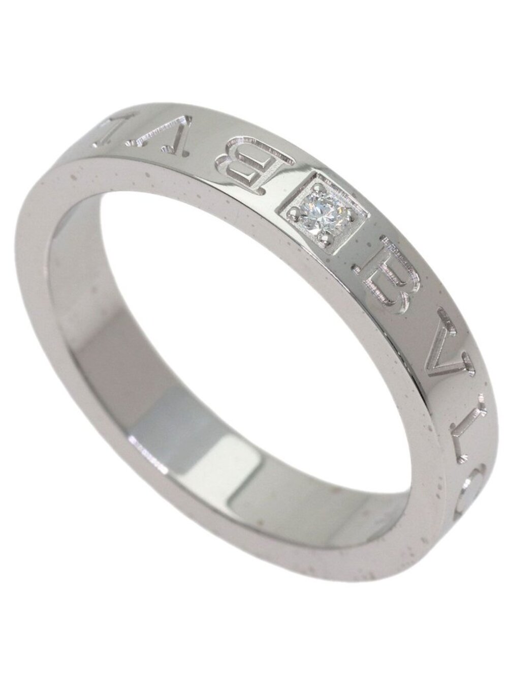 Bvlgari Double Logo Diamond Ring 18k White Gold